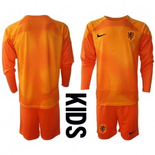 Nederland Keeper Bortedraktsett Barn VM 2022 Langermet (+ korte bukser)